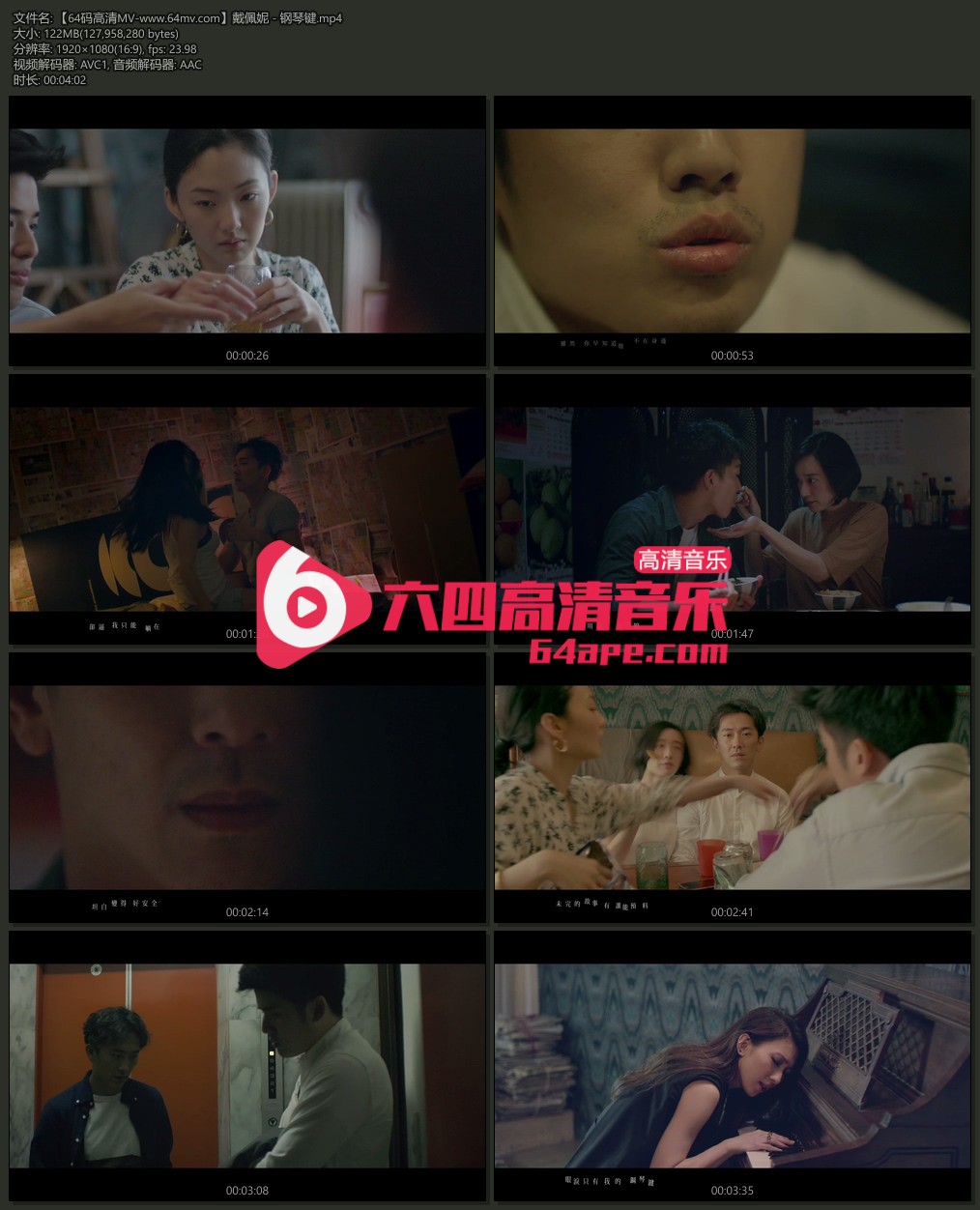 戴佩妮 《钢琴键》 1080P