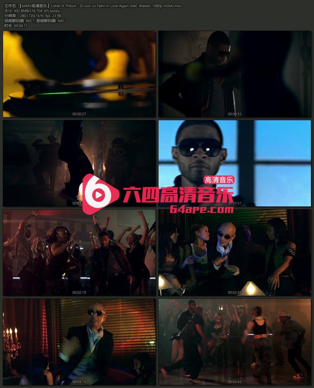 Usher ft. Pitbull 《DJ Got Us Fallin in Love》 720P