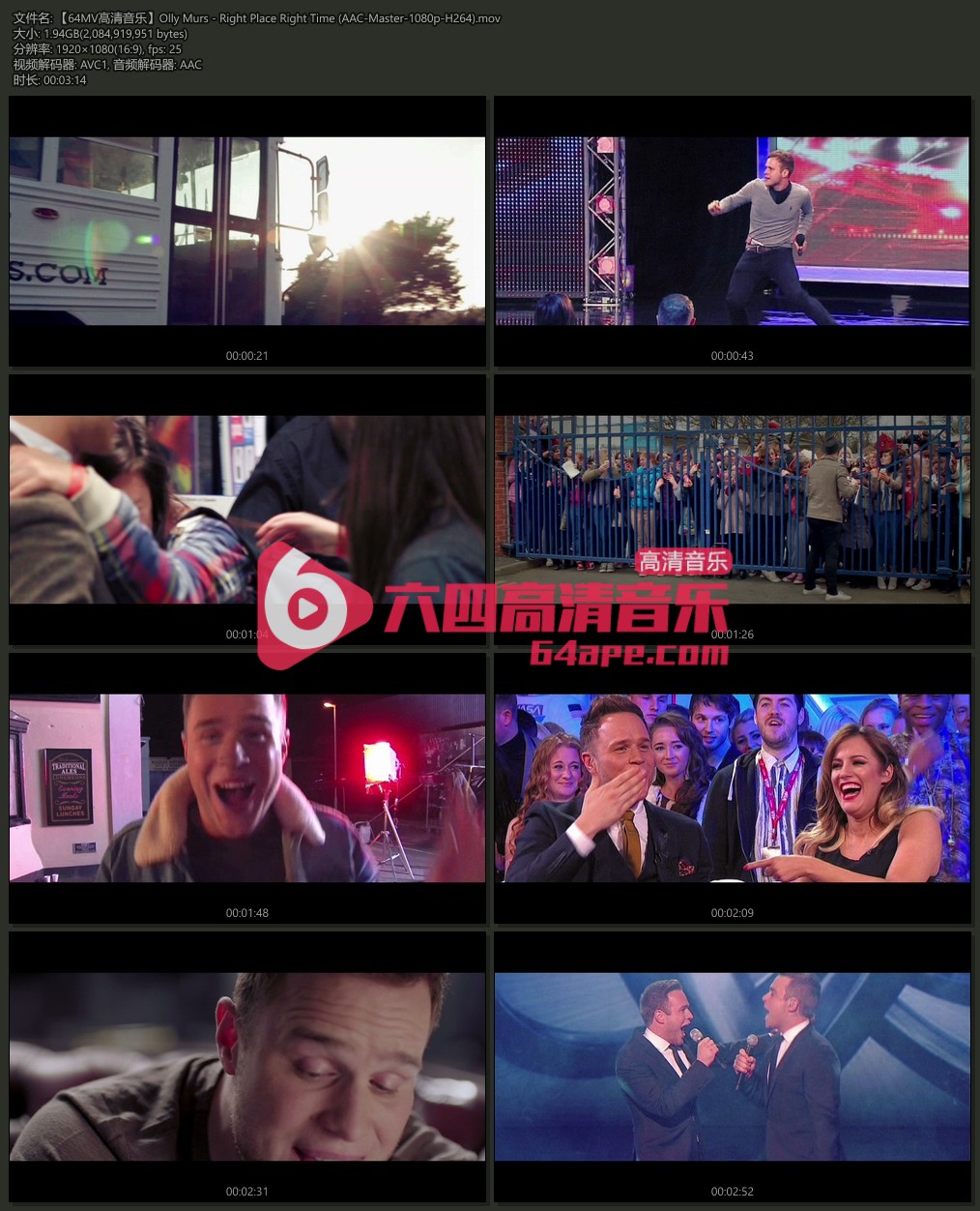 Olly Murs 《Right Place Right Time》 1080P