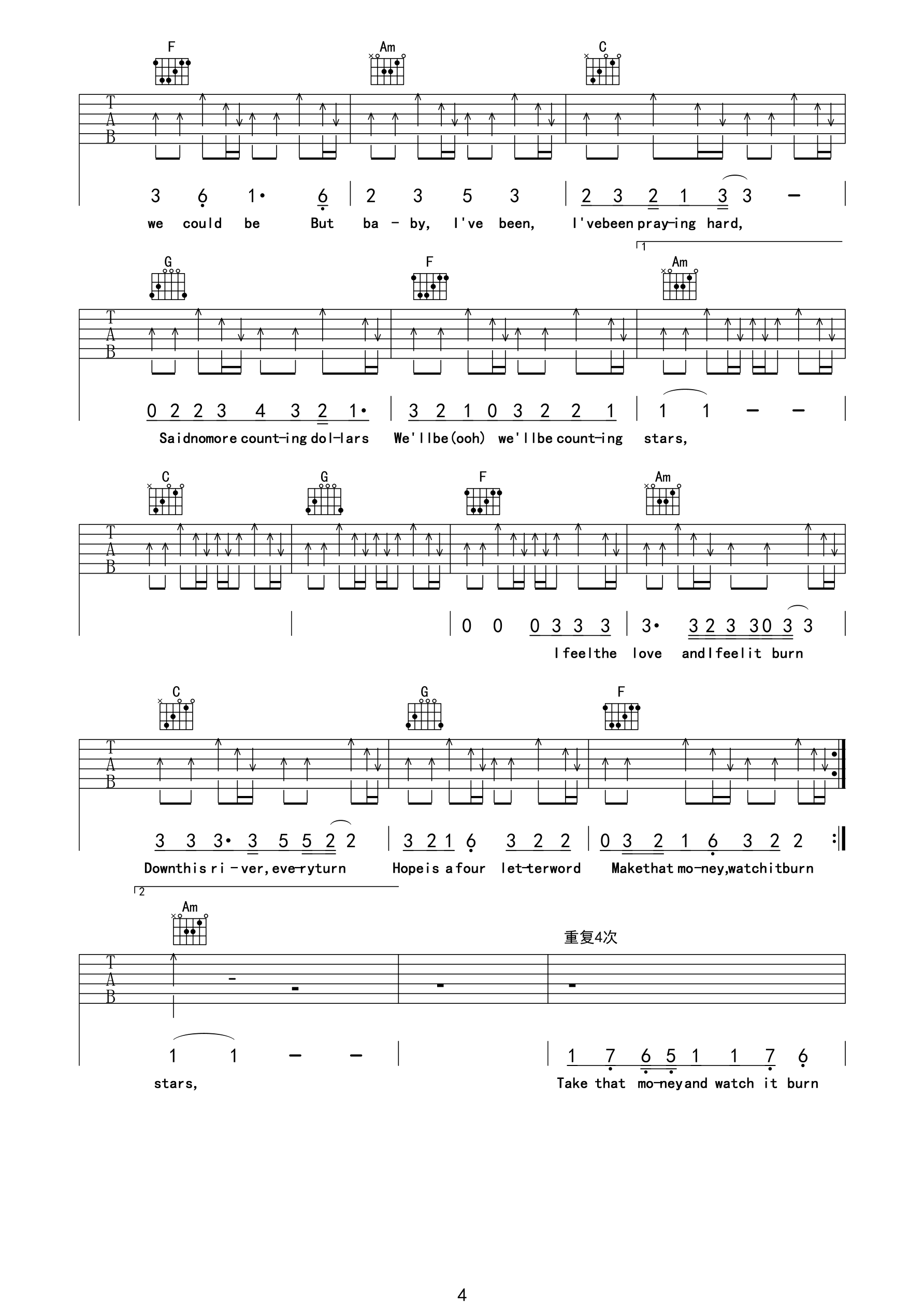 counting Stars吉他谱-4