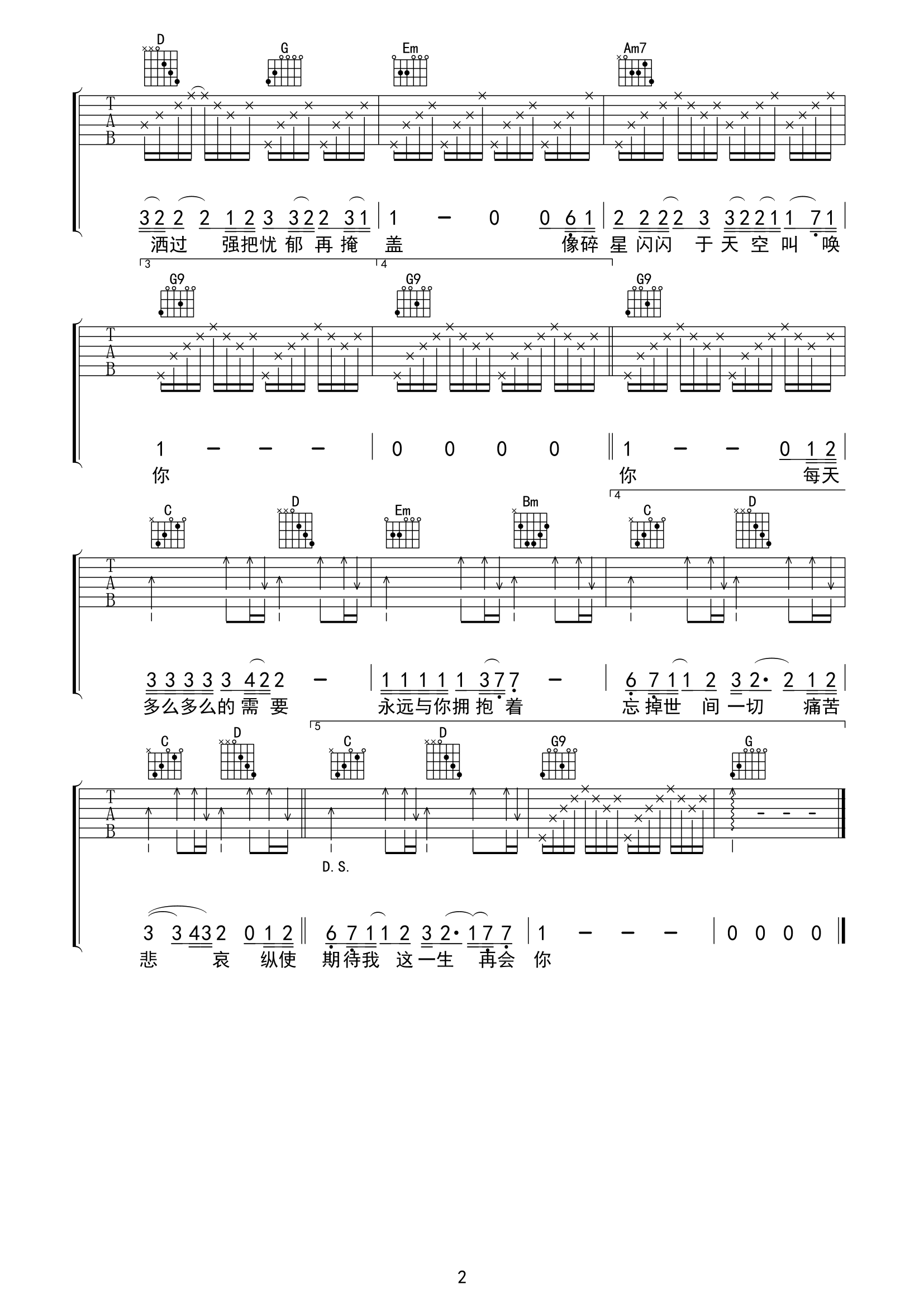 《遥望吉他谱》_BEYOND_G调 图二